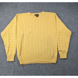 Vintage Preswick & Moore Cable Knit Sweater Mens XL Butter Yellow Preppy Staple